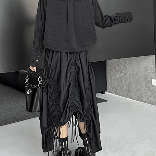 Load image into Gallery viewer, Women Black Textured Big Size Elegant Short Blouse New Lapel Long Sleeve Shirt Fashion Tide Spring Autumn 2025 1DJ1095
