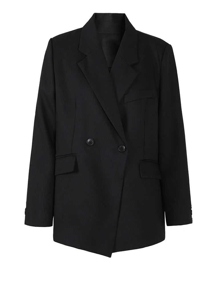 Women Apricot Irregular Hem Big Size Elegant Blazer New Lapel Long Sleeve Jacket Fashion Tide Spring Autumn 2025 CPG1174