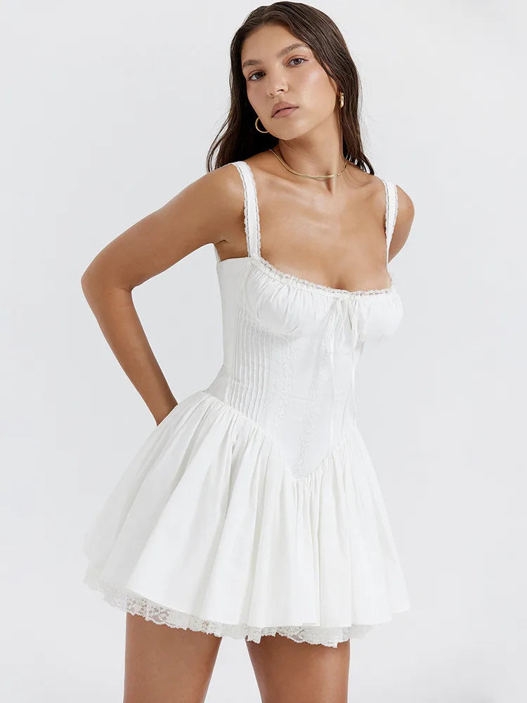 Sexy Spaghetti Strap Bodycon Women Dress Lace Patchwork Camisole Skirt Waist Backless Dress Female Party Club Vestidos