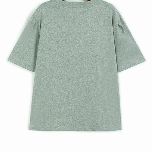 Load image into Gallery viewer, Women Gray Color-block Zipper Big Size Casual T-shirt New Round Neck Short Sleeve Fashion Tide Spring Summer 2025  1DJ0663
