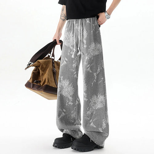 Load image into Gallery viewer, Men&#39;s Jeans New Summer New Korean Tide Flower Printed Design Loose Personalized Trendy Male Elastic Waist Trousers 9W1643
