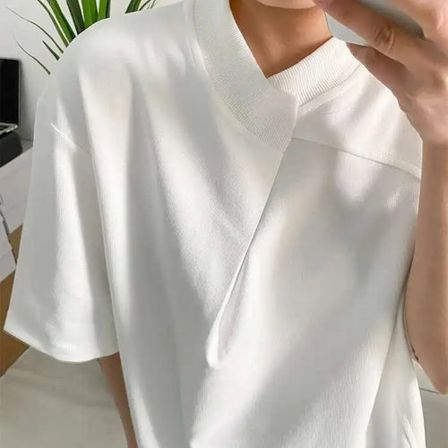 Load image into Gallery viewer, Women White Irregular Big Size Personality T-shirt New Round Neck Half Sleeve Fashion Tide Spring Summer 2025 1DF6438
