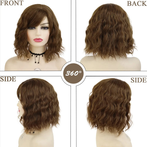 Load image into Gallery viewer, Synthetic Hair Short Curly Wigs for Women Wavy Wigs Natural Hairstyles Casual Cuts Mommy Wigs Side Bangs Famale Older
