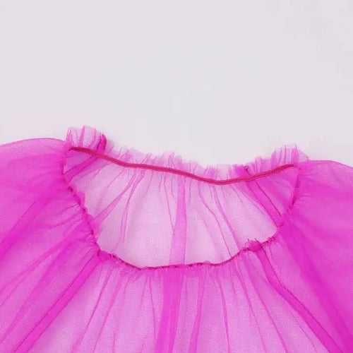 Load image into Gallery viewer, Women Purple Ruffles Mesh Perspective Big Size Long Dress New Round Neck Half Sleeve Fashion Spring Summer 2025 JR7711
