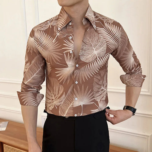 Load image into Gallery viewer, Printing Design Men's Shirts New British Long Sleeve Clothing Loose Lape Collar Single Breasted Male Top Summer 2025 9W1574
