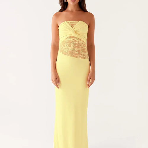 Load image into Gallery viewer, Off-shoulder Backless Sexy Maxi Dress Women Gown Fashion Patchwork See Through Lace Sleeveless Beach Long Dress 2025
