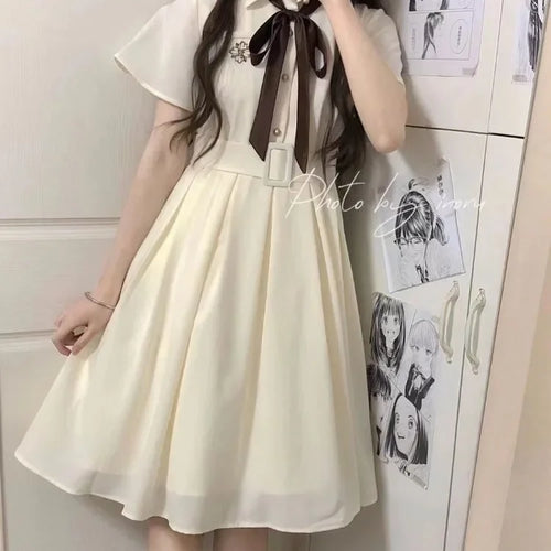 Load image into Gallery viewer, Autumn Kawaii School Dress Soft Girls Mori Sweet Lolita Embroidery Student Party Mini Short Dresses
