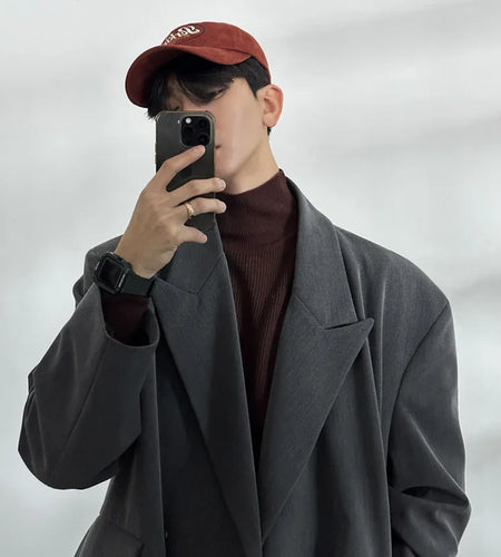 Korean style new chic men Turtleneck sweater solid color male knitting bottom top autumn winter trend male 9C7082