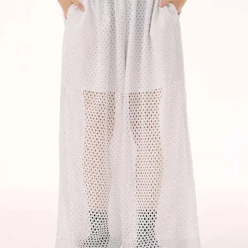 Load image into Gallery viewer, Women White Hollow Out Big Size Long Elegant Shirt Dress New Lapel Sleeveless Fashion Tide Spring Autumn 2025 1DH9424
