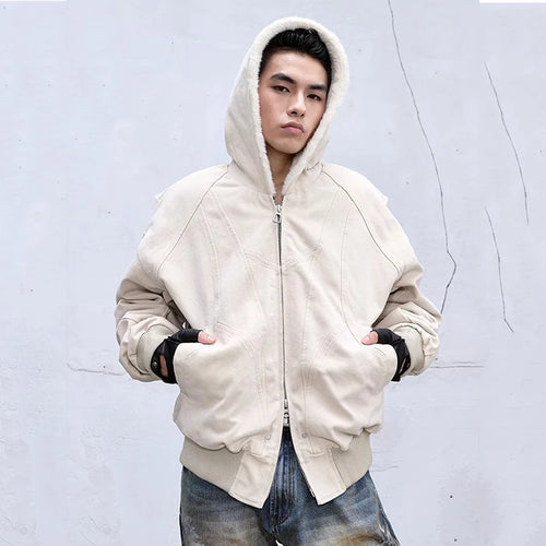Load image into Gallery viewer, Men&#39;s Winter American Cotton Jackets Denim Washed Hooded Solid Color Thickening Casual Fashion Padded CoatsTrend 9C8965
