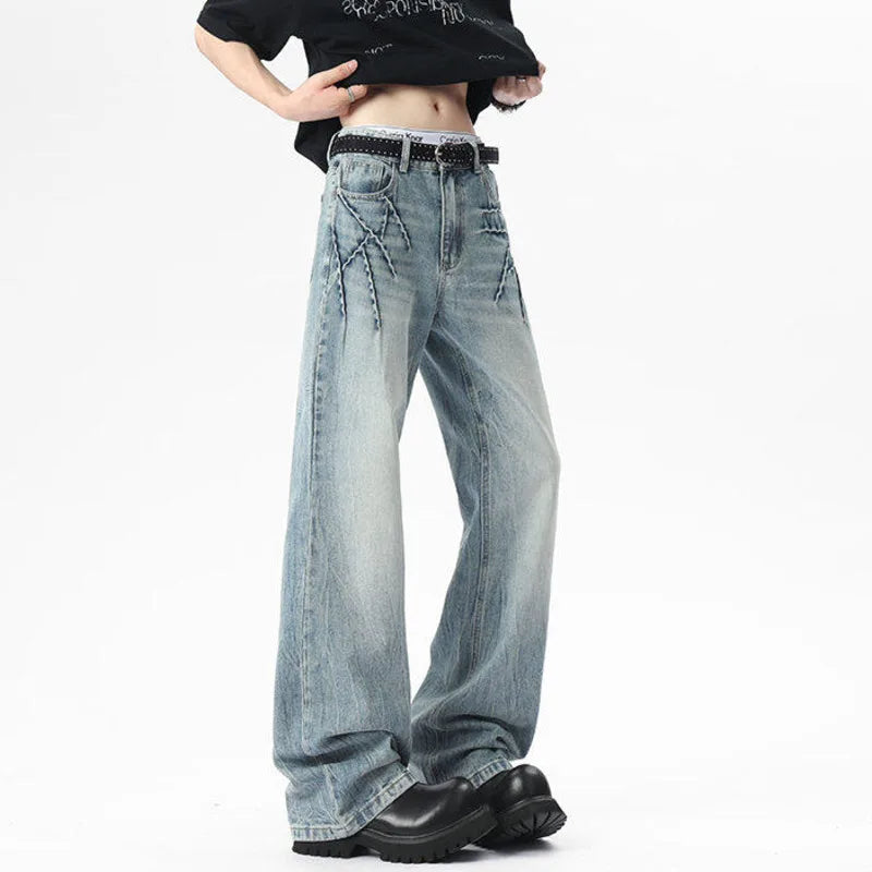 Men Jeans New American Three Dimensional Detachment Spicing Light Flare Pants High Sreet Style Straight Leg Bottoms 9W1538