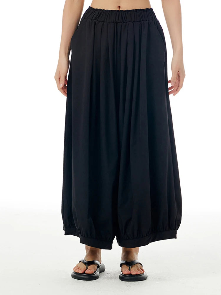 High Elastic Waist Khaki Pleated Brief Long Wide Leg Pants New Trousers Women Fashion Tide Spring Autumn 2025 1DJ0881