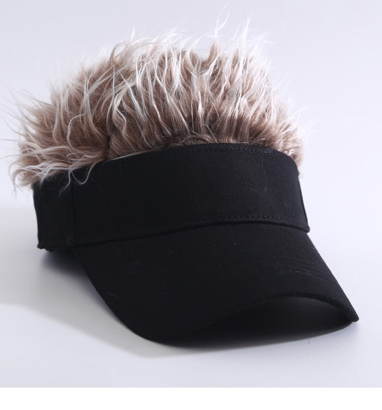 Men Women Casual Concise Sun Shade Adjustable Sun Visor Baseball Cap With Spiky Hairs Wig Baseball Hat With Spiked Wigs