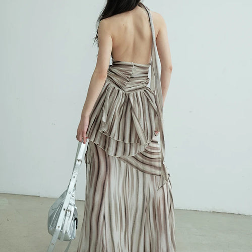 Load image into Gallery viewer, Brown Tank Top Bandage Thin Skirt Two Pieces Suit New Halter Sleeveless Women Fashion Tide Spring Summer 2025 1DJ0680
