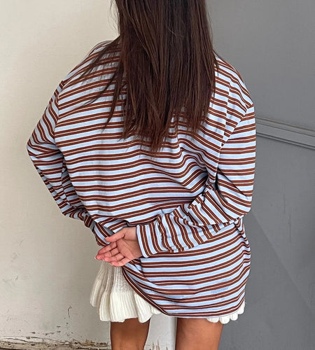 y2k Clothes Tops Women Fashion Striped Turn-down Collar Buttons Long Sleeve Loose T-shirts 2000s Clothing Streetwear