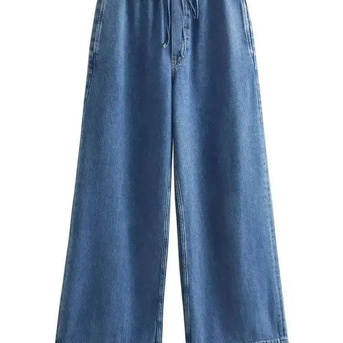 Load image into Gallery viewer, Big Size Blue Denim Shirt Wide Leg Pants Two Piece Suit New Lapel Long Sleeve Women Fashion Spring Autumn 2025 1DH6390
