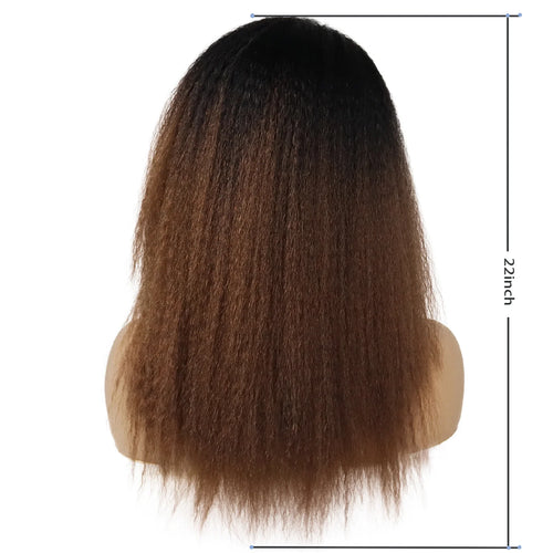 Load image into Gallery viewer, Synthetic Yaki Wig Straight Hair for Women Gradient Brown Wig Short Natural Soft Fluffy Wigs Afro African American Wigs
