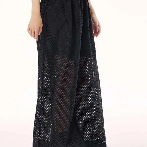 Load image into Gallery viewer, Women White Hollow Out Big Size Long Elegant Shirt Dress New Lapel Sleeveless Fashion Tide Spring Autumn 2025 1DH9424
