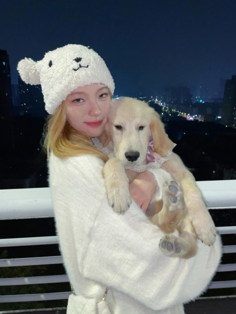 Autumn Winter Soft Mohair Pullover Women Caual Loose White Sweater Warm Knitting Y2k Aesthetic Sueter Mujer Streetwear