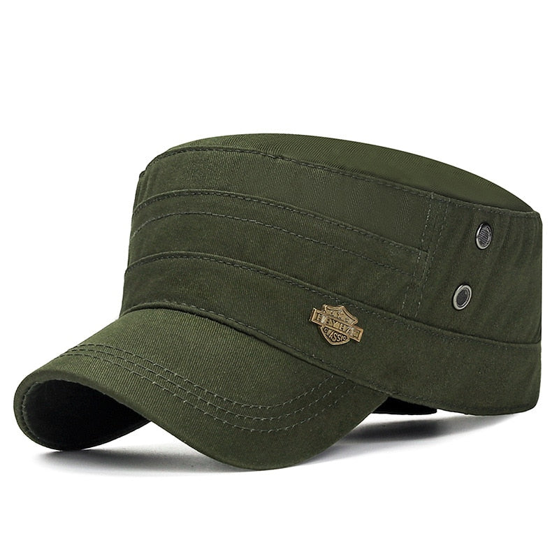 Solid Men's Military Hat All Cotton Baseball Cap Male Women's Flat Top Adjustable Snapback Gorras Trucker Caps