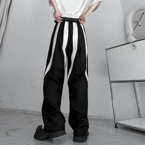 Load image into Gallery viewer, Men&#39;s Trousers Korean Style Fashion Highend Black And White Patchwork Straight Casual Pants Trend Autumn Streetwear 9C2406
