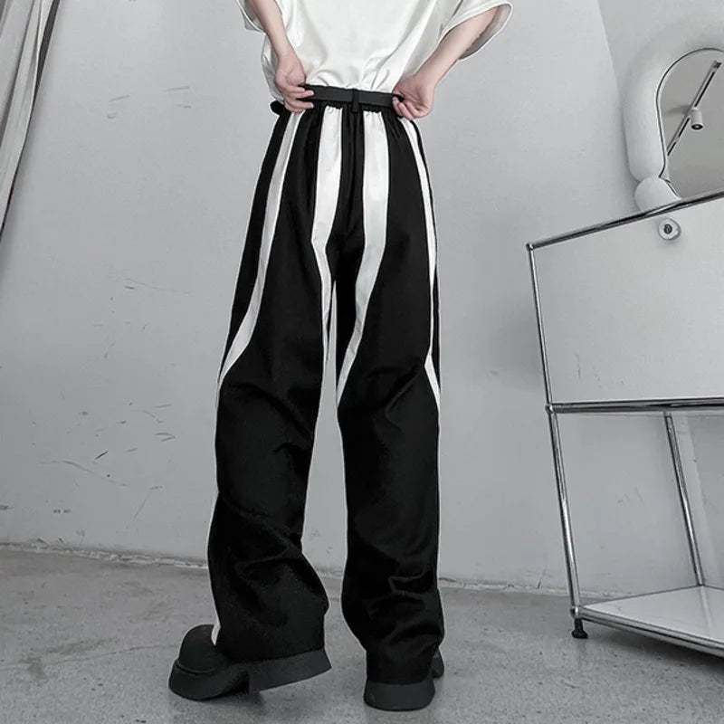 Men's Trousers Korean Style Fashion Highend Black And White Patchwork Straight Casual Pants Trend Autumn Streetwear 9C2406