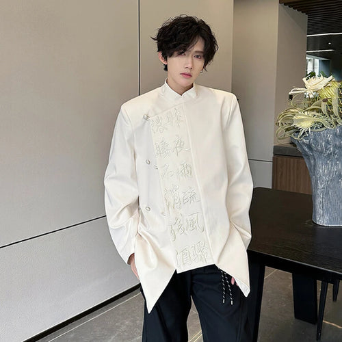 Load image into Gallery viewer, Spring Men&#39;s Suit Coat Solid Color Single Breasted Stand Collar New Chinese Style Fashion Tide Blazer Letter 9W1343
