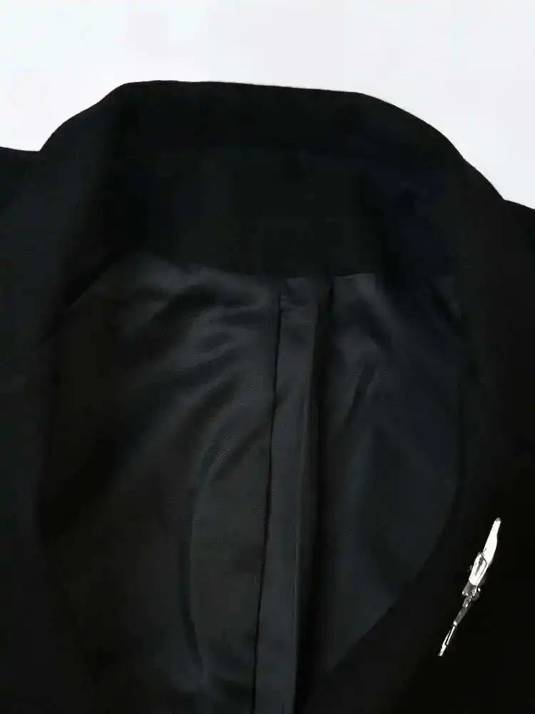 Black Irregular Big Size Long Woolen Coat New Lapel Long Sleeve Women Jacket Fashion Tide Autumn Winter 2025 1DH1464