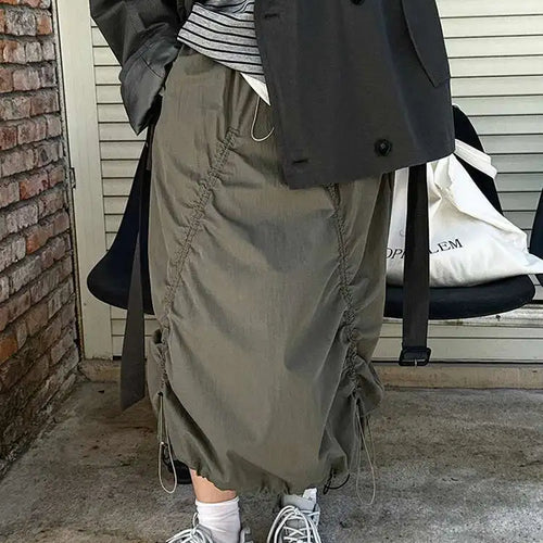 Load image into Gallery viewer, High Elastic Waist White Drawstring Irregular Casual Half-body Skirt Women Fashion Tide New Spring Autumn 2025 1DH9428
