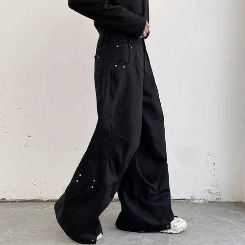 Load image into Gallery viewer, Men Pants Darkwear Pleats Loose Wide Leg Trousers Trend Solid Color Autumn Fashion Pocket Male Japanese 9A5642
