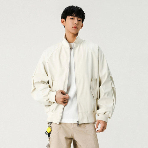 Load image into Gallery viewer, Men's Spring PU Leather Jackets American Solid Color Stand Collar Baseball Jacket Zipper High Street Menwear 2025 9W1303
