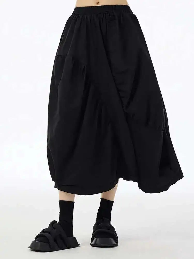 High Elastic Waist Coffee Irregular Pleated Casual Midi Half-body Skirt Women Fashion Tide New Spring Autumn 2025 1DH6613