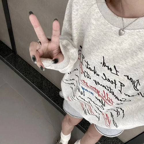 Load image into Gallery viewer, Loose O-neck Pullovers Chicly Letter Printing Warm Female Hoodies Basic Simple Casual Fashion Solid Color Women Hoodies
