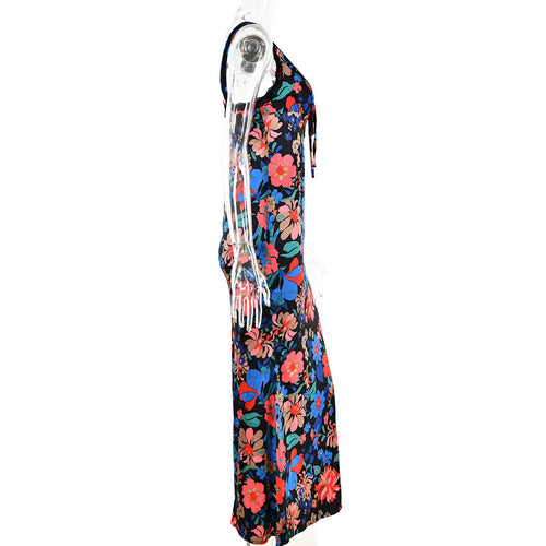 Load image into Gallery viewer, Floral Print Backless Maxi Dress For Women 2023 New V Neck Sleeveless Bodycon Long Dresses Ladies Elegant Sexy Dress
