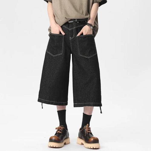 Load image into Gallery viewer, Men&#39;s Denim Shorts New Summer Straight Leg Design Buckle Two Wear American Handsome Solid Color Male Clothing 9W1536
