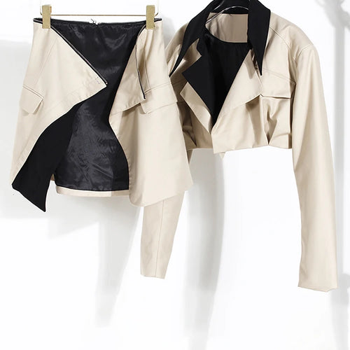 Load image into Gallery viewer, Loose Fit Khaki Two Ways Wear Irregular Jacket New Lapel Long Sleeve Women Coat Fashion Tide Spring Autumn 2025 1DE7081
