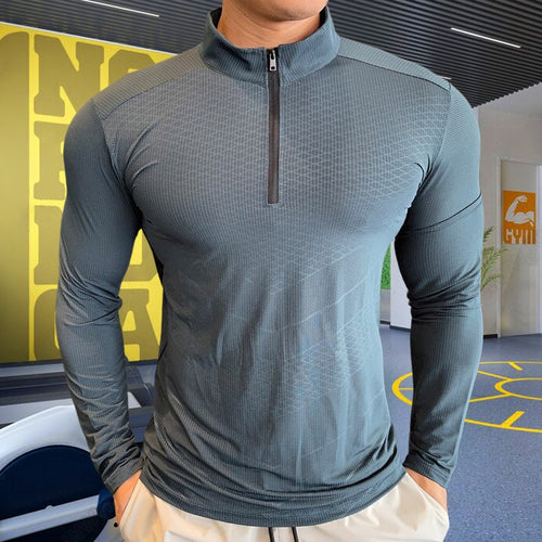 Load image into Gallery viewer, Mens Fitness Trainer Training Tshirts Tops Gym Workout Compression Sweatshirt for Running Football Jersey High Collar Sportswear
