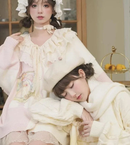 Autumn New Sweet Y2k Kawaii Cute Cartoon Sweaters Fashion All Match Tassels Vintage Jumpers Loose Women Harajuku Twist Knitwear