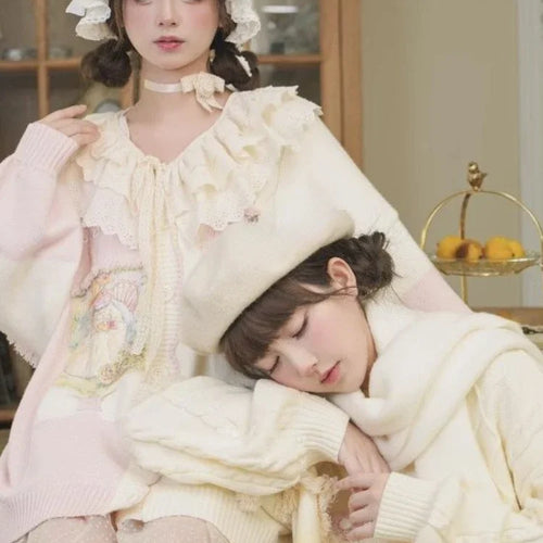 Load image into Gallery viewer, Autumn New Sweet Y2k Kawaii Cute Cartoon Sweaters Fashion All Match Tassels Vintage Jumpers Loose Women Harajuku Twist Knitwear
