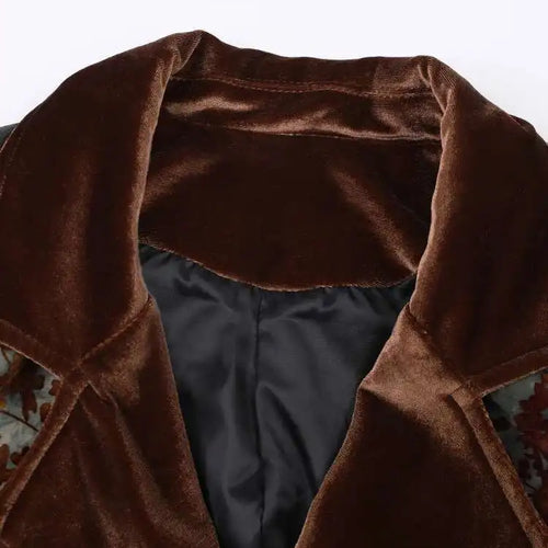 Load image into Gallery viewer, Women Green Flocking Bandage Big Size Vintage Blazer New Lapel Long Sleeve Jacket Fashion Tide Spring Autumn 2025 CPG1129
