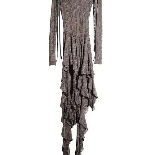 Load image into Gallery viewer, Gray Lace T-shirt Wide Leg Pants Two Piece Suit New Slash Neck Long Sleeve Women Fashion Tide Spring Autumn 2025 1DH8267
