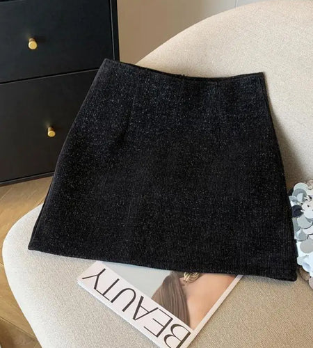 Black Holiday High Waist Slim Zipper Woolen Short Skirt Women Autumn Winter A Line Wrap Hip Mini Skirts Korean Fashion Popular