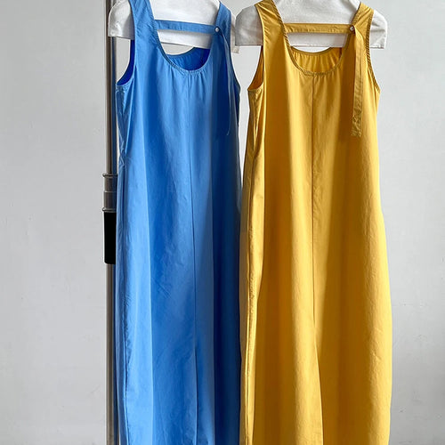 Load image into Gallery viewer, Women Blue With Bag Brief Elegant Long Vest Dress New Round Neck Sleeveless Fashion Tide Spring Autumn 2025 1DJ1112
