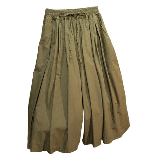 Load image into Gallery viewer, Black Leisure Comfortable Shorts For Women Summer New Green Elastic High Waist Lace Up Loose Blue Wide Leg Seven Point Pants New
