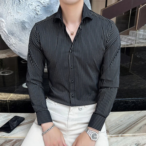 Load image into Gallery viewer, Men&#39;s Long Sleeve Shirt New Spring Business Windsor Collar Stylish Striped Male Single Breasted Clothing Handsome 9W1872
