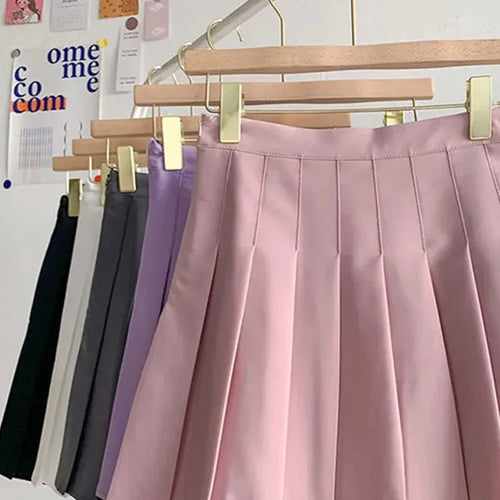 Load image into Gallery viewer, Black Skirt Female Summer High Waist gothic Anti-Glare A-Line Pleated Skirt Short Skirt Purple Ins Tide Ulzzang Skirt
