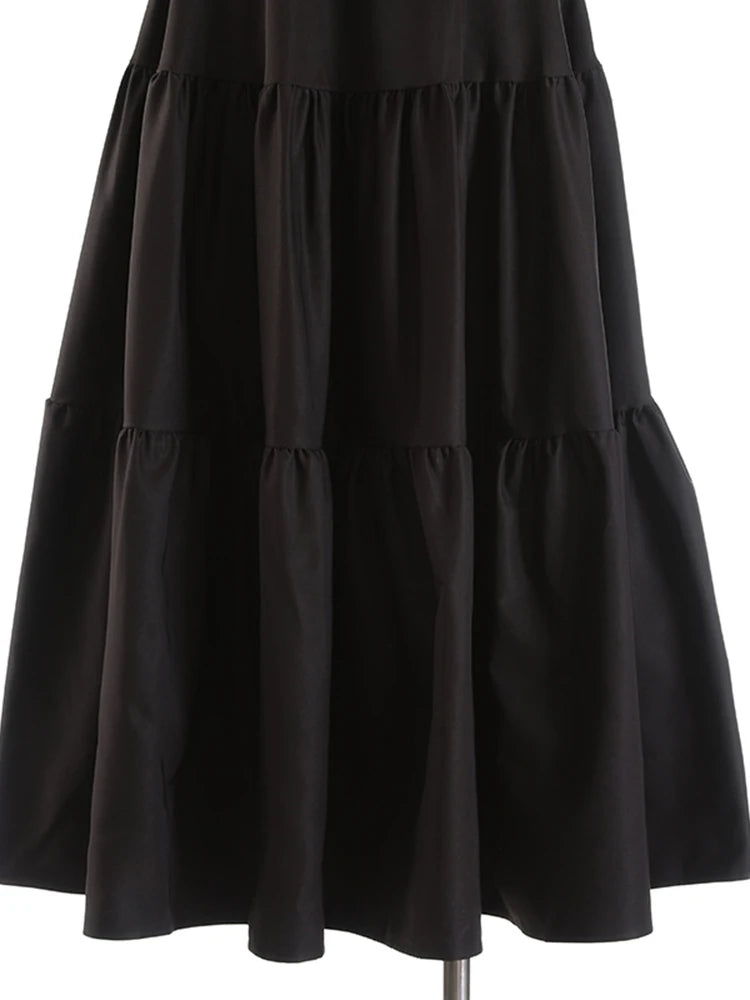 Casual Slim Midi Skirt For Women High Waist A Line Solid Minimalist Long Skirts Female Summer Clothing Fashion