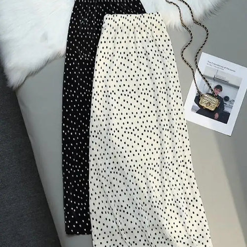 Load image into Gallery viewer, Women Summer Dot Wrapped Skirts Beach Holiday Clothes High Waist Casual Summer Elastic Waist Midi Skirt Female Sexy Korean Trend

