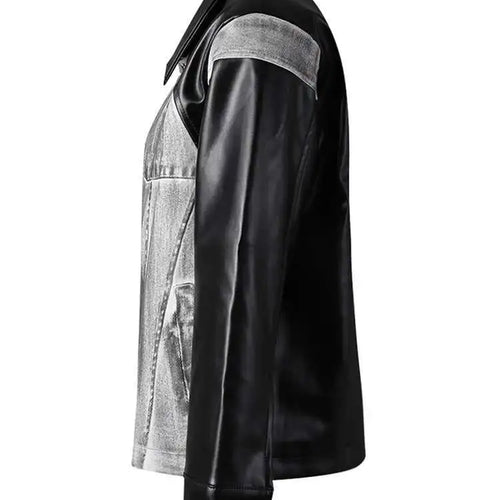Load image into Gallery viewer, Black Denim Pu Leather Spliced Big Size Jacket New Lapel Long Sleeve Women Coat Fashion Tide Spring Autumn 2025 CPG2873
