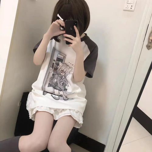 Load image into Gallery viewer, Japanese Oversized T Shirts Women&#39;s Clothing Summer Camisetas Short Sleeve Anime Print Tees Y2k Tops Casual Fashion T-shirts
